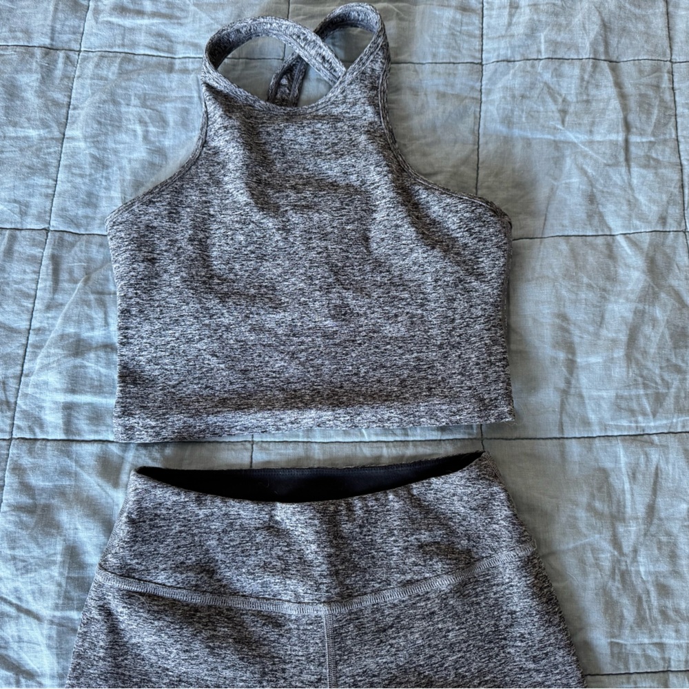Beyond Yoga Space Dye Gray Halter Top and Leggings Set